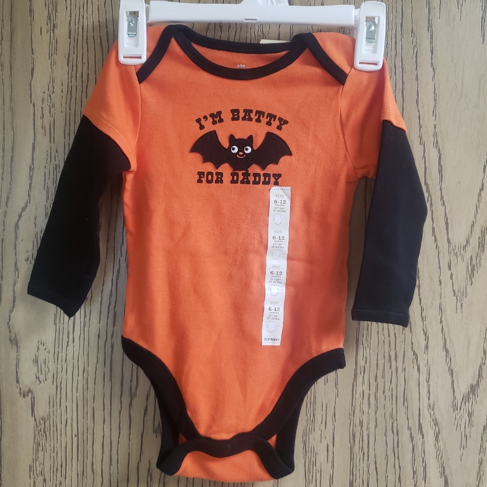 Old Navy Halloween Onesie lil' loves I'm Batty For Daddy Bodysuit 6-12mos NEW